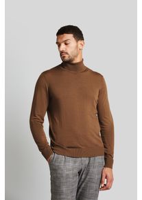 Bugatti Herren Rollkragenpullover, braun, casual, Gr. XL, unifarben, 100% Wolle, Pullover, aus 100 % Merinowolle
