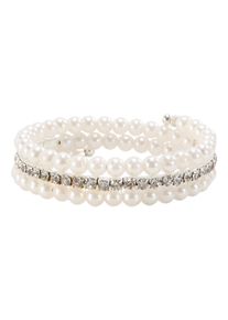 Family Trends Damen Armband "mit funkelndem Schmuckstein-Besatz und Kunststoff Perlen", Acryl-Edelstahl-Glas, silber, Acryl, Edelstahl, Glas,