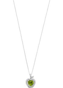 Firetti Damen Kette mit Anhänger "Schmuck Geschenk Silber 925 Halsschmuck Halskette Apfel Herz", Silber 925 (Sterlingsilber), L: 45cm B: 1,1mm, grün,