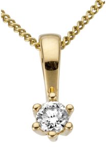 Firetti Damen Ketten-Anhänger "Schmuck Geschenk Gold 750 Halsschmuck Anhänger Halskette Solitär", 0,1 ct LR = lupenrein, Gelbgold 750-Diamanten, 0,35