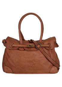 Samantha Look Damen Shopper, braun, Leder, unifarben, Taschen, echt Leder, Made in Italy