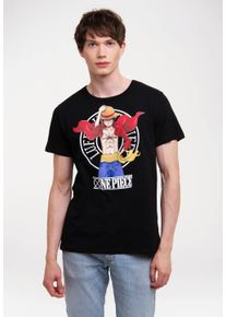 logoshirt Herren T-Shirt "One Piece - Luffy New World", schwarz, casual, Gr. XL, unifarben, 100% Baumwolle, Shirts, mit lizenziertem Print
