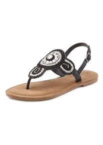 Lascana Damen Zehentrenner, Gr. 37, schwarz, Obermaterial: 80% Synthetik, 20% Schafsleder. Futter: 100% Schafsleder. Decksohle: 100% Ziegenleder.