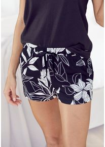 Lascana Damen Schlafshorts, Gr. 32, bunt, Single Jersey, Obermaterial: 50% Baumwolle, 50% Viskose, geblümt, feminin, Hosen, mit floralem Druck