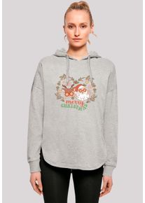 F4NT4STIC Damen Kapuzenpullover "Weihnachten Hippie Santa And Reindeer", grau, casual, Gr. M, Obermaterial: 100% Baumwolle, Pullover, Premium