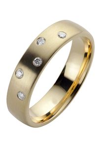 Firetti Trauring "Schmuck Geschenk Gold 585 Hochzeit Ehering Trauring "LIEBE" Sterne", 22, 0,1 ct SI = kleine Einschlüsse mit Brillanten, Gelbgold
