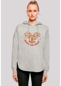 F4NT4STIC Damen Kapuzenpullover "Bright Weihnachten Disco Deer", grau, casual, Gr. M, Obermaterial: 100% Baumwolle, Pullover, Premium Qualität,