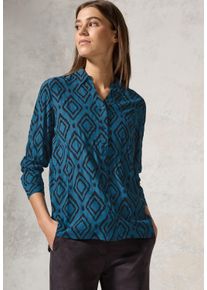 Cecil Damen Langarmbluse, blau, casual, Gr. XXL, bedruckt, Stoff, 100% Viskose, Blusen, mit Knopfleiste