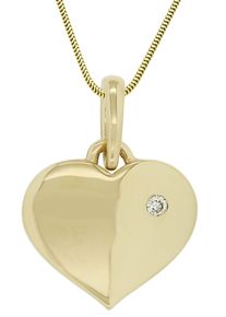 Firetti Damen Herz-Anhänger "Schmuck Geschenk Gold 333 voll, elegant, massiv", 0,01 ct P2 = erkennbare Einschlüsse, Gelbgold 333-Diamanten, 0,6 g,