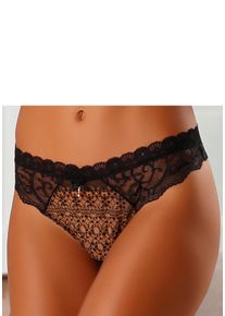 Nuance Damen String, Gr. 32, schwarz, Spitze, Netz, Obermaterial: 75% Polyamid, 15% Elasthan, 10% Polyester, Unterhosen, mit leicht transparenter
