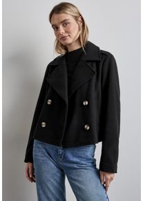 Street One Damen Kurzjacke, schwarz, casual, Gr. 46, unifarben, Stoff, 90% Polyester, 10% Viskose, Jacken, mit Reverskragen