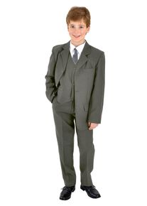Family Trends Herren Anzug "Kombination Set 5 Teilig", grau, elegant, Gr. 104, unifarben, 100% Polyester, Anzüge, Sakko Hemd Krawatte Weste Hose