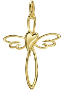 Firetti Damen Ketten-Anhänger "Schmuck Geschenk Gold 333 Halsschmuck Anhänger Engel Kreuz Herz", Gelbgold 333, 1,04 g, gold, Gelbgold 333,