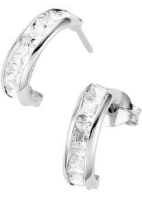 Firetti Damen Paar Ohrstecker "Schmuck Geschenk Gold 375 Ohrschmuck Ohrringe Steine carréförmig", Weißgold 375, weiß, Weißgold 375, Ohrringe, mit