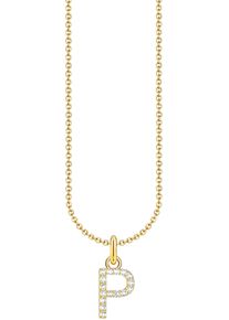 Thomas Sabo Damen Kette mit Anhänger "Buchstabe, KE2240 - KE2265-051-14-L45V, KE2240 - KE2265-414-14-L45V", 45, P, Silber 925, recycelt, gold, Silber