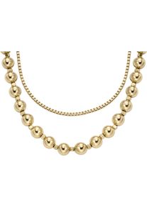Fossil Damen Kette ohne Anhänger "Schmuck Geschenk Edelstahl Metall All Stacked Up Bead, JA7248710", Edelstahl-Metall, L: 46cm B: 1,8mm, gold,