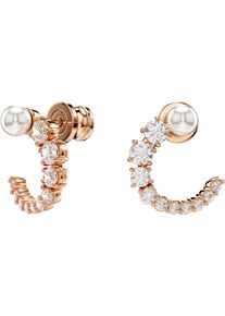 Swarovski Damen Paar Creolen "Schmuck Geschenk Matrix Ohrringe, 5692260, 5692264", Metall-Perlen, weiß, Metall, Perlen, Ohrringe, mit Swarovski