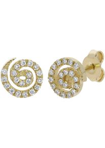 Firetti Damen Paar Ohrstecker "Schmuck Geschenk Gold 585 Ohrschmuck Ohrringe Spirale", 0,2 ct SI = kleine Einschlüsse, Gelbgold 585-Diamanten, gold,