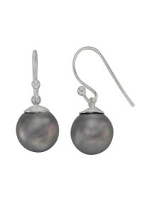 ZEEme Damen Paar Ohrhänger "Silber 925 mit 2 grauen Perlen 10mm", ONE-SIZE, Silber 925 (Sterlingsilber), grau, Silber 925 (Sterlingsilber), Ohrringe