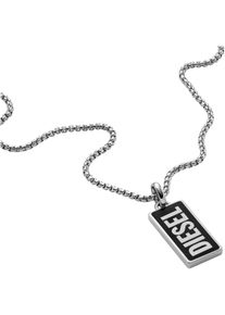 Diesel Damen Kette mit Anhänger "Schmuck Geschenk Edelstahl DOGTAG Black Agate Signet, DX1515040", Edelstahl, L: 65cm, schwarz, Edelstahl,