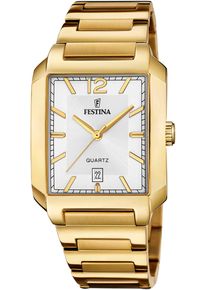 Festina Damen Quarzuhr "On The Square", gold, Armbanduhren, Armbanduhr, Herrenuhr, Damenuhr, Edelstahlarmband, Datum