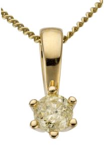 Firetti Damen Ketten-Anhänger "Schmuck Geschenk Gold 750 Halsschmuck Anhänger Halskette Solitär", 0,2 ct LR = lupenrein, Gelbgold 750-Diamanten, 0,7