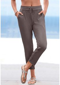 Lascana Damen Schlupfhose, grau, casual, Gr. 36, unifarben, Jersey, Obermaterial: 95% Polyester, 5% Elasthan, Hosen, aus glatter Jerseyqualität,
