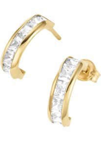 Firetti Damen Paar Ohrstecker "Schmuck Geschenk Gold 375 Ohrschmuck Ohrringe Steine carréförmig", Gelbgold 375, gold, Gelbgold 375, Ohrringe, mit