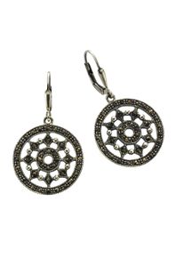 ZEEme Damen Paar Ohrhänger "Silber 925 mit 80 Markasit-Steinen", ONE-SIZE, Silber 925 (Sterlingsilber), schwarz, Silber 925 (Sterlingsilber), Ohrringe