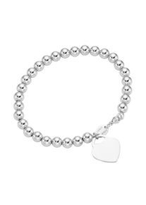 Damen Armband "Kugel Armband mit Behang Herz, Silber 925", 19cm, Silber 925 (Sterlingsilber), silber, Giorgio Martello MILANO, Silber 925