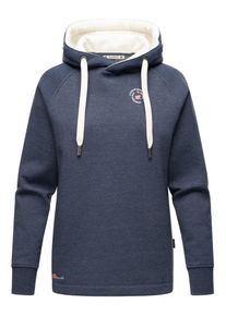 Marikoo Damen Kapuzenpullover "Airii", blau, Gr. XL, 60% Baumwolle, 40% Polyester, Pullover, warmer Pullover im Oversize Look