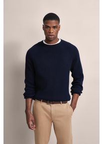 Bugatti Herren Rundhalspullover, blau, casual, Gr. XXL, unifarben, Sweatware, 80% Wolle, 20% Polyamid, Pullover, mit Struktur