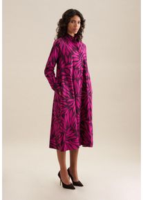 Seidensticker Damen Sommerkleid "Schwarze Rose", lila, Gr. 38, bedruckt, 100% Baumwolle, Kleider, Langarm Kragen Druck