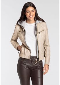 Mauritius Damen Lederjacke "NOLA", beige, modisch, Gr. XL, unifarben, Obermaterial: 100% Schafsleder. Futter: 100% Baumwolle. Ärmelfutter: 100%