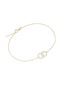Luigi Merano Damen Armband "Mittelteil zwei verschlungene Ringe mit Zirkonia, Gold 375", 19,5cm, Gelbgold 375, gold, Gelbgold 375, Armbänder