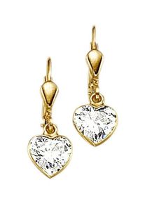 Firetti Mädchen Paar Ohrhänger "Schmuck Geschenk Gold 333 Ohrschmuck Patentbrisur Herz Glitzer", Gelbgold 333, gold, Gelbgold 333, Ohrringe, mit