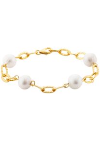 JULIE JULSEN Damen Armband "925/- Sterling Silber vergoldet 4 Perlen 19cm lang", 19cm, Silber 925 (Sterlingsilber), gold, Silber 925