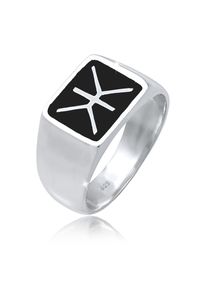 Kuzzoi Herren Siegelring "Herren Siegelring Emaille Logo Basic 925 Silber", 60mm, Silber 925 (Sterlingsilber), 10mm, silber, Silber 925
