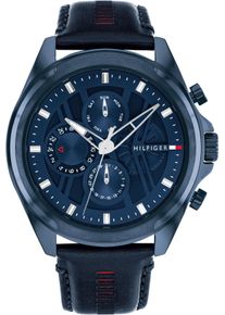 Tommy Hilfiger Herren Multifunktionsuhr "JAX", blau, Armbanduhren, Quarzuhr, Armbanduhr, Herrenuhr, Lederarmband, analog, Tag, Wochentag
