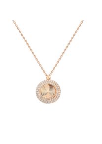 dKeniz Damen Kette mit Anhänger "Coin 925/- Sterling Silber rosevergoldet Zirkonia Weiß", 42 + 3cm, Silber 925 (Sterlingsilber), L: 45cm B: 14.0mm,
