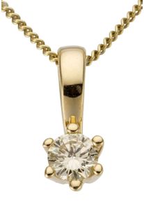 Firetti Damen Ketten-Anhänger "Schmuck Geschenk Gold 750 Halsschmuck Anhänger Halskette Solitär", 0,15 ct LR = lupenrein, Gelbgold 750-Diamanten, 0,5