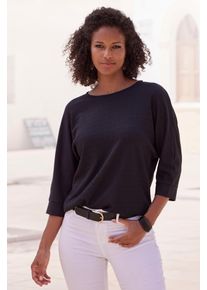 Vivance Damen 3/4-Arm-Shirt "aus bügelfreier Crêpe-Qualität", schwarz, modisch, Gr. 36, unifarben, Cru00eape, Obermaterial: 98% Polyester, 2%