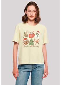 F4NT4STIC Damen T-Shirt "Jingle All The Way Weihnachten Groove", gelb, casual, Gr. M, Obermaterial: 100% Baumwolle, Shirts, Premium Qualität,