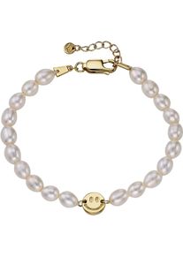 Firetti Damen Perlenarmband "Schmuck Geschenk Silber 925 Armschmuck Armband Armkette Smiley", Silber 925 (Sterlingsilber)-Perlen, gold, Silber 925