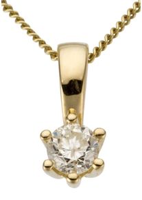 Firetti Damen Ketten-Anhänger "Schmuck Geschenk Gold 750 Halsschmuck Anhänger Halskette Solitär", 0,25 ct P2 = erkennbare Einschlüsse, Gelbgold