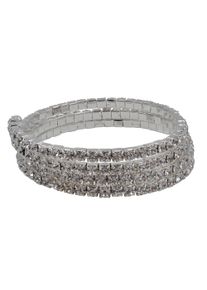 Steuer Damen Armband "Gedrehter Strassarmreif silberfarben", 19cm, Metall, grau, Metall, Armbänder
