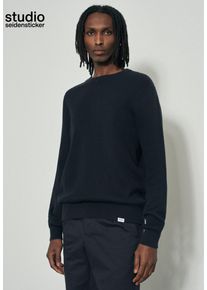 Herren Strickpullover "Studio", blau, Gr. S, STUDIO SEIDENSTICKER, unifarben, 100% Baumwolle, Pullover, Langarm Rundhals Uni