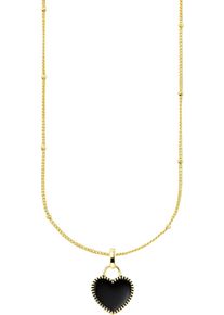 Damen Kette mit Anhänger "Schmuck Geschenk Silber 925 Halskette mit Herzanhänger emalliert", Silber 925 (Sterlingsilber), L: 46cm B: 1,1mm, schwarz,