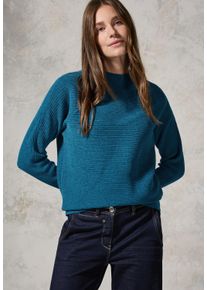 Cecil Damen Stehkragenpullover, blau, casual, Gr. XXL, unifarben, Stoff, 68% Polyester, 32% Baumwolle, Pullover, mit Turtleneck