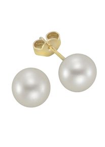 Vivance Damen Paar Ohrstecker "333 Gold Perlen weiß 7-7,5mm", ONE-SIZE, Gold, gelb, Gold, Ohrringe